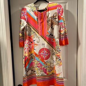 Vibrant orange and pink dress